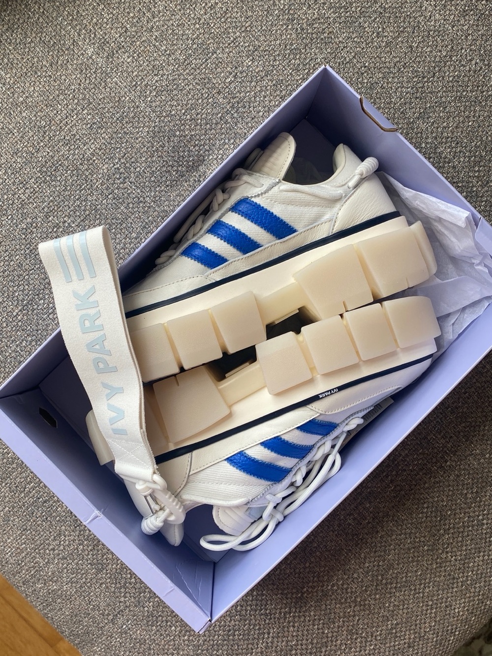 IVY PARK NEW White & Blue Platform Sneakers